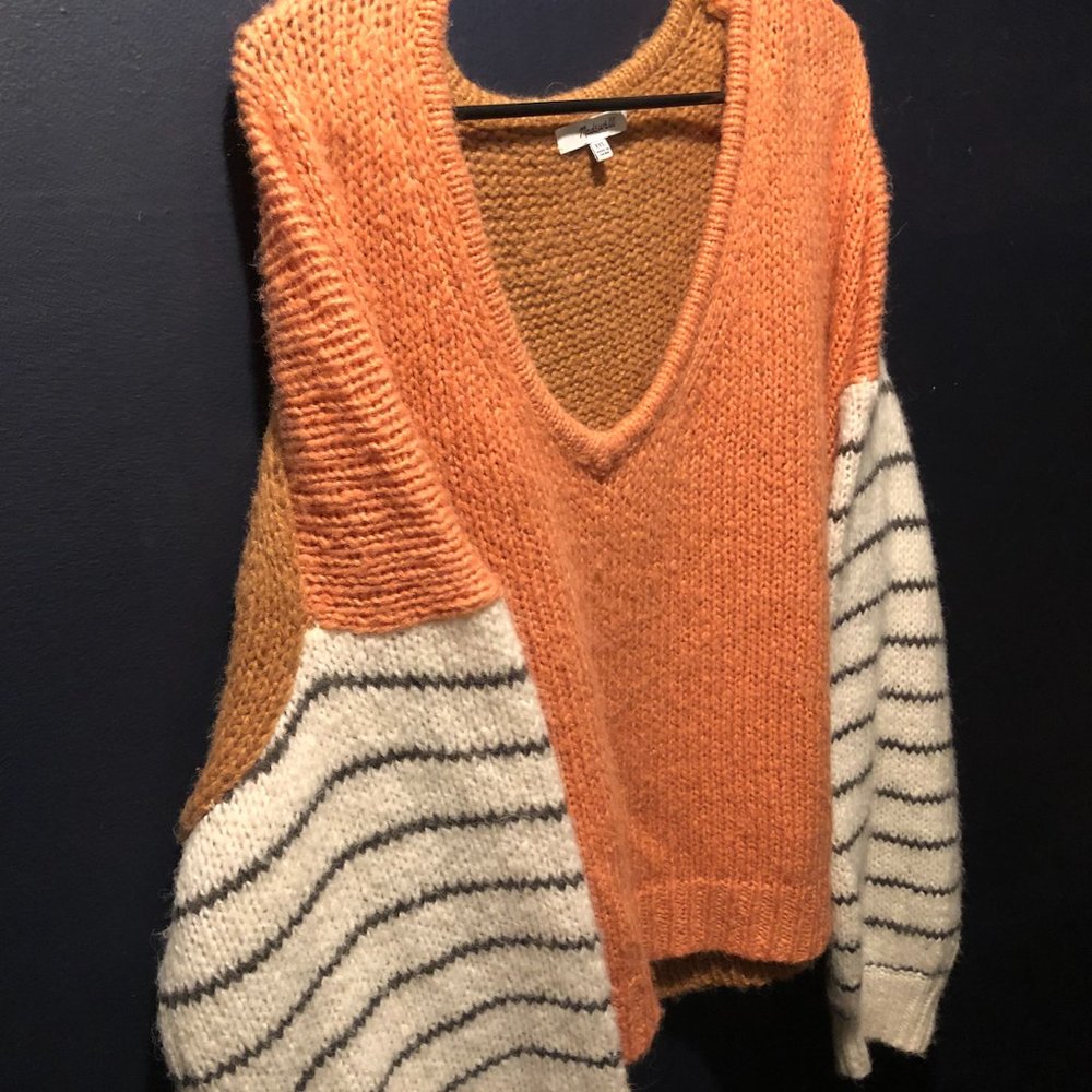 Madewell Colorblock and Striped Balloon Sleeve Sweater - Picture 2 of 3